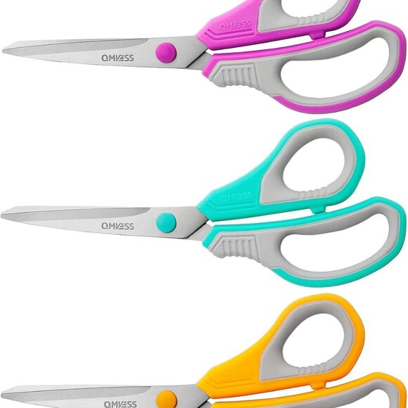 8.5" Scissors All Purpose 3 Pack, Ultra Sharp 2.5mm Thick Blade Scissors for Off - Picture 1 of 9